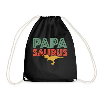 Papasaurus Dinosaurier Vatertag Papa Dino Vater - Turnbeutel - Schwarz - Vorne