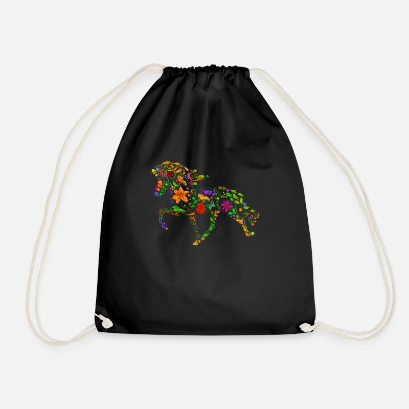 Isi flower colored - Drawstring Bag - black