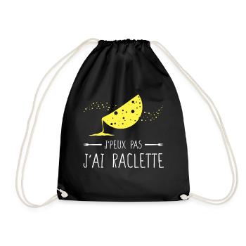J'peux pas j'ai raclette - Humour Fromage Hiver - Sac de sport léger - noir - Devant