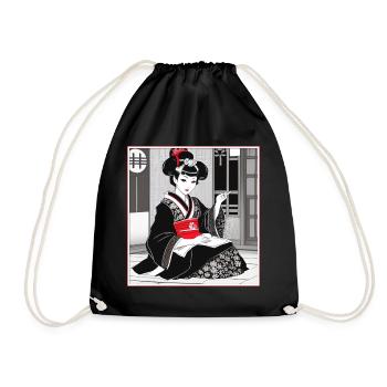 Cute Geisha Traditional Japan Style - Drawstring Bag - black - Front