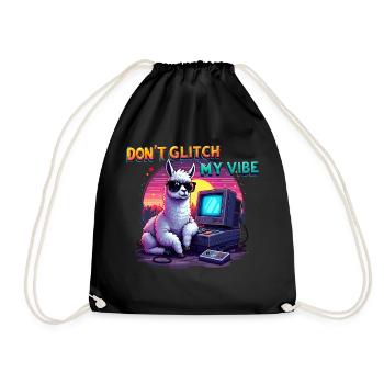 Don't Glitch my Vibe - Retro Gaming Alpaka - Turnbeutel - Schwarz - Vorne