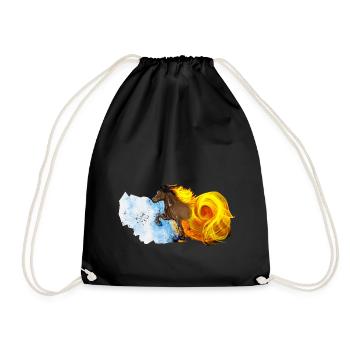 Fire and Ice - Icelandic Horses Art - Drawstring Bag - black - Front