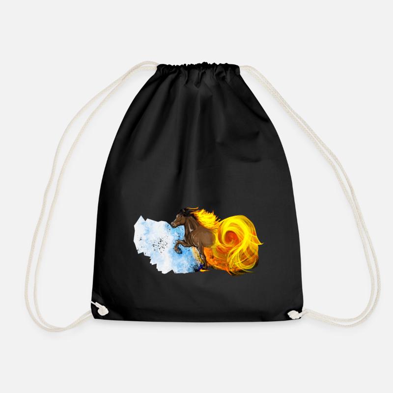 Fire and Ice – Icelandic Horses Art - Turnbeutel - Schwarz