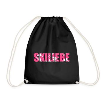 Skiliebe Ski Skifahren Berg Berge Wintersport Fun - Turnbeutel - Schwarz - Vorne