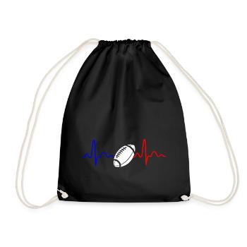 Rugby battement de coeur fan de rugby france - Sac de sport léger - noir - Devant