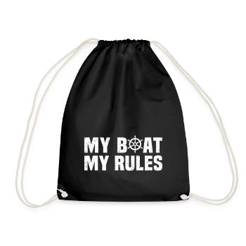 My boat my rules t-shirt sailboat sailboat - Drawstring Bag - black - Front