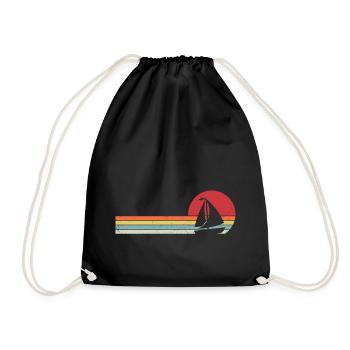 bateau à voile retro t-shirt voilier bateau - Sac de sport léger - noir - Devant