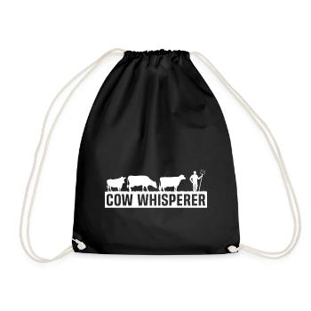 cow whisperer funny t-shirt cow farmer - Drawstring Bag - black - Front