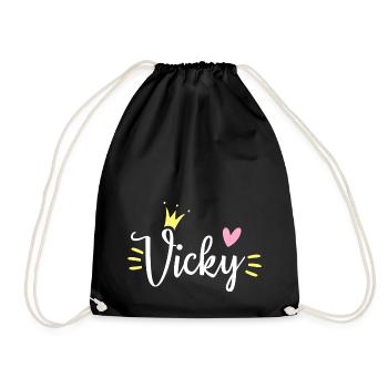 Vicky Name Krone - Turnbeutel - Schwarz - Vorne