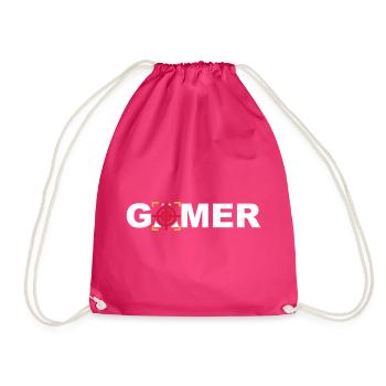 Gamer online PC gaming console% zocker #zocken - Drawstring Bag - fuchsia - Front