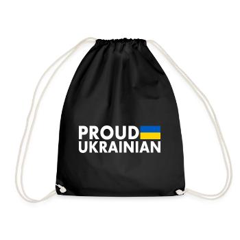 Proud ukrainian - Drawstring Bag - black - Front