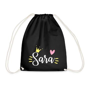 Sara Name Krone - Turnbeutel - Schwarz - Vorne