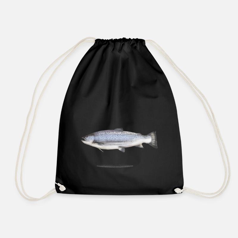 Meerforelle mit Schatten Illustration - Turnbeutel - Schwarz