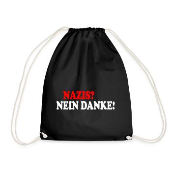 Nazis nein danke - Turnbeutel - Schwarz - Vorne