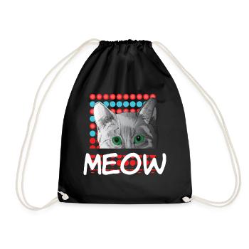 Nerd Katze Miau - Turnbeutel - Schwarz - Vorne