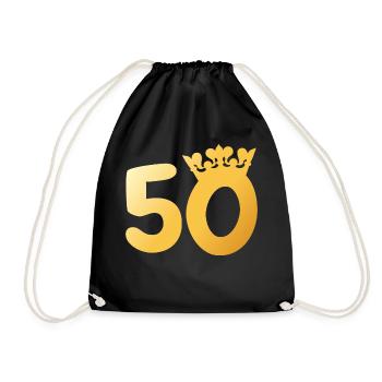 50th Anniversary 50th Anniversary Crown Gift - Drawstring Bag - black - Front