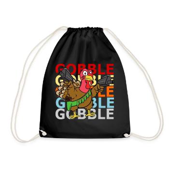 Retro Vintage Style Thanksgiving Truthahn Pute - Turnbeutel - Schwarz - Vorne