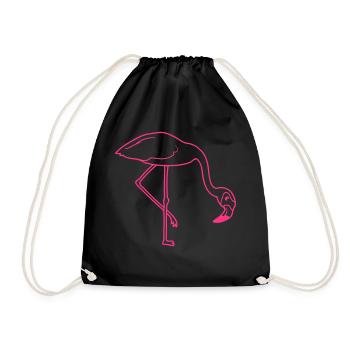 essen trinken beugen unten flamingo clipart comic - Turnbeutel - Schwarz - Vorne
