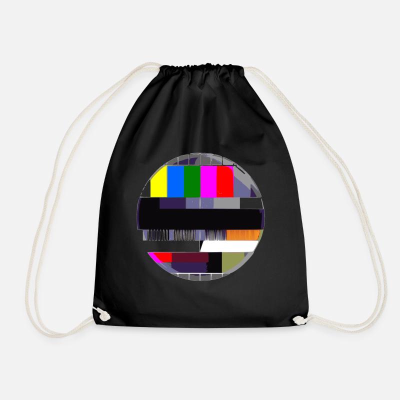 Testimage TV 90's 80's Television Retro Gift Idea - Drawstring Bag - black