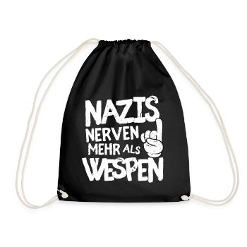Nazis nerven mehr als Wespen - Turnbeutel - Schwarz - Vorne