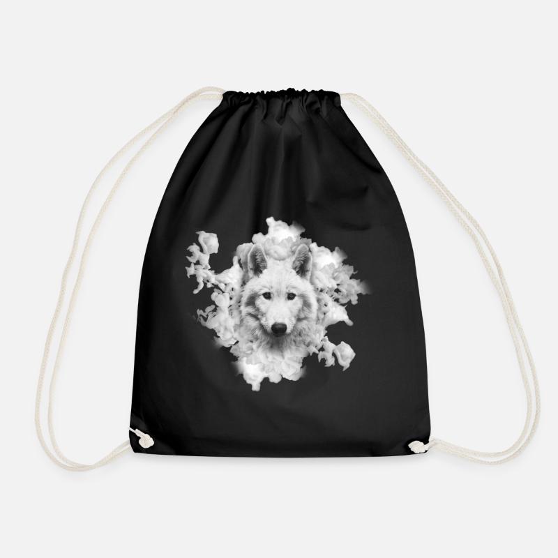 wolf - Drawstring Bag - black
