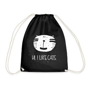I like cats. Katzenfrau. Katze. - Turnbeutel - Schwarz - Vorne