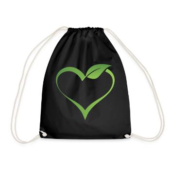 Vegan végétalien coeur cadeau feuille amour végétarien - Sac de sport léger - noir - Devant