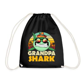Grandpa Shark T-Shirt for Father's Day / Birthday - Drawstring Bag - black - Front