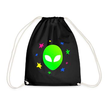 Alien Kopf Sterne Galaxy - Turnbeutel - Schwarz - Vorne