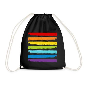 Rainbow LGBT LGBTQ CSD Symbol Pattern Gay Pride - Drawstring Bag - black - Front