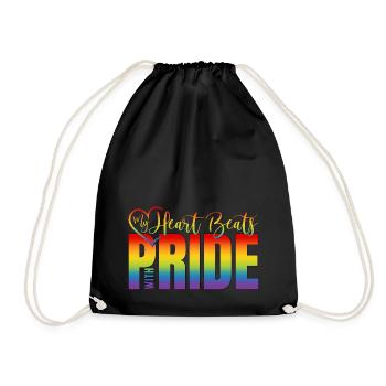 Logo Gay Pride LGBT Coeur Mon cœur bat avec fierté - Sac de sport léger - noir - Devant