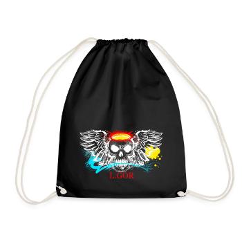 L.Gor stylischer Totenkopf - Turnbeutel - Schwarz - Vorne