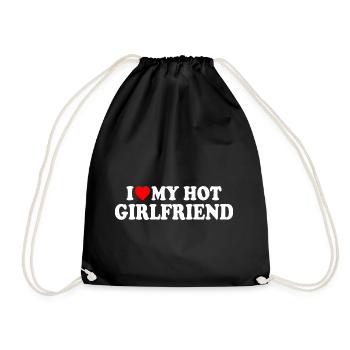 i love my hot girlfriend - Drawstring Bag - black - Front
