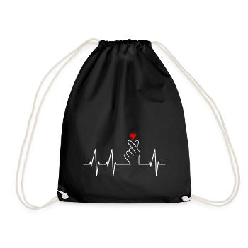 K-pop Saranghae Finger Signe Kpop Finger Heart - Sac de sport léger - noir - Devant