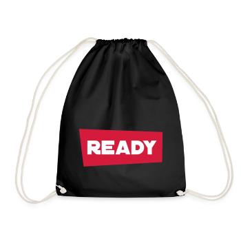 ready - Drawstring Bag - black - Front