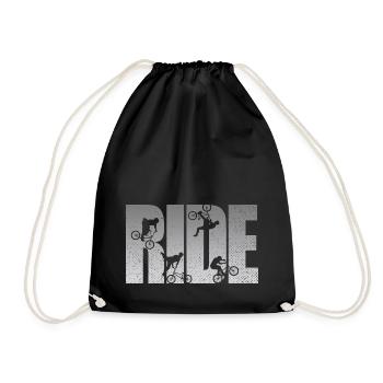 BMX Rider Ride Bicycle Retro Urban - Drawstring Bag - black - Front