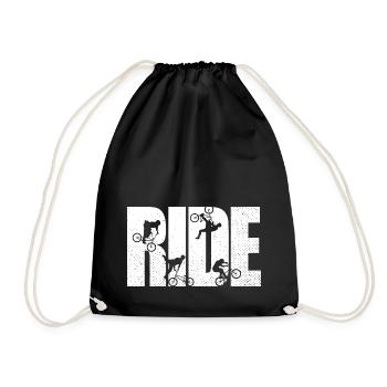 BMX Rider Ride Bicycle Retro Urban - Drawstring Bag - black - Front