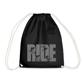 BMX Rider Ride Bicycle Retro Urban - Drawstring Bag - black - Front