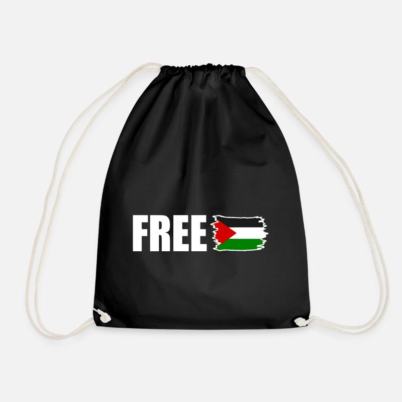 Free palestine - Drawstring Bag - black