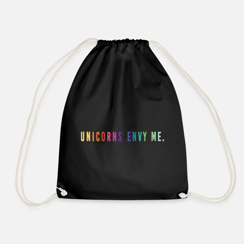 Unicorns Envy Me. - Drawstring Bag - black