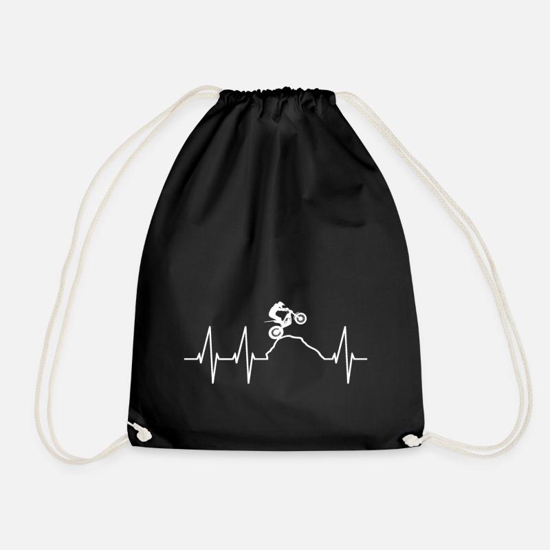 Trial Motorcycle Trials Heartbeat - Drawstring Bag - black