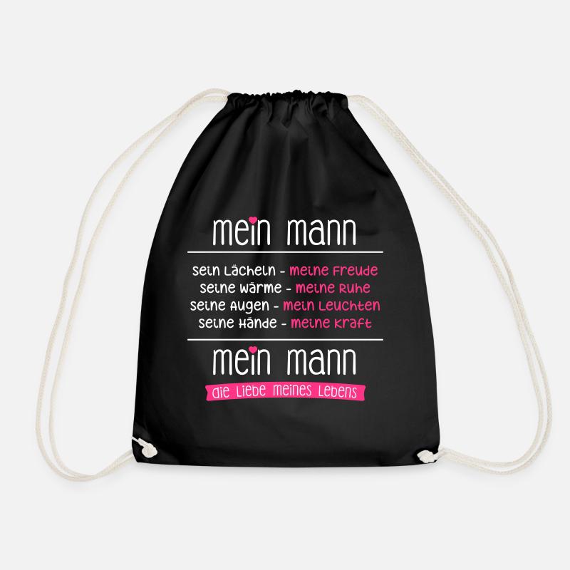 Mein Mann ist die Liebe meines Lebens - Geschenk - Turnbeutel - Schwarz
