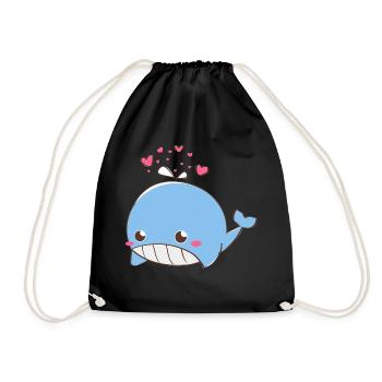 Love Whale - Idée cadeau - Sac de sport léger - noir - Devant