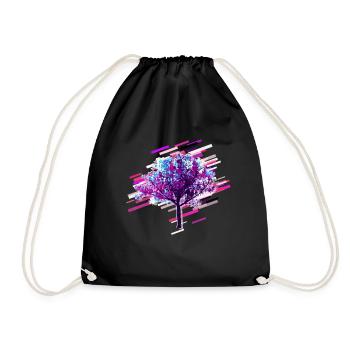 Baum Grafiken 80er Retro Violett - Turnbeutel - Schwarz - Vorne
