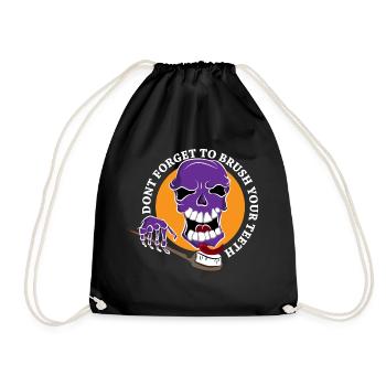 Skull, skull, toothbrush - Drawstring Bag - black - Front