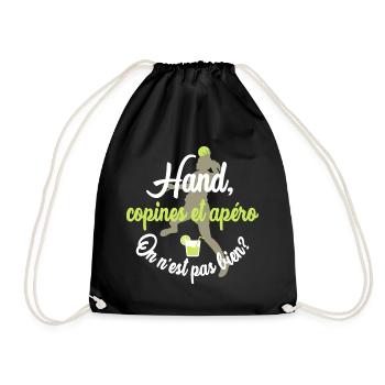 Hand, copines et apéro - Sac de sport léger - noir - Devant