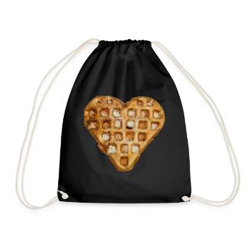 waffle heart - Drawstring Bag - black - Front