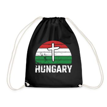 Hungary Hungary Retro Sun Christian Christ Hungarian - Drawstring Bag - black - Front