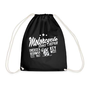 Motorcycle service repair Key West - Drawstring Bag - black - Front