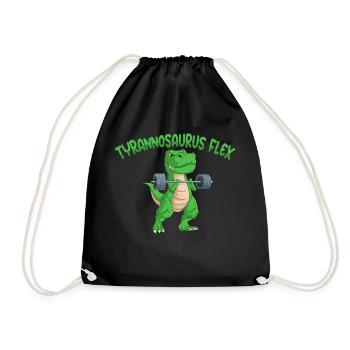 Tyrannosaurus Flex Fitness Gym Weight Training Dino - Drawstring Bag - black - Front